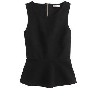 J. Crew Ponte Peplum Top in Black